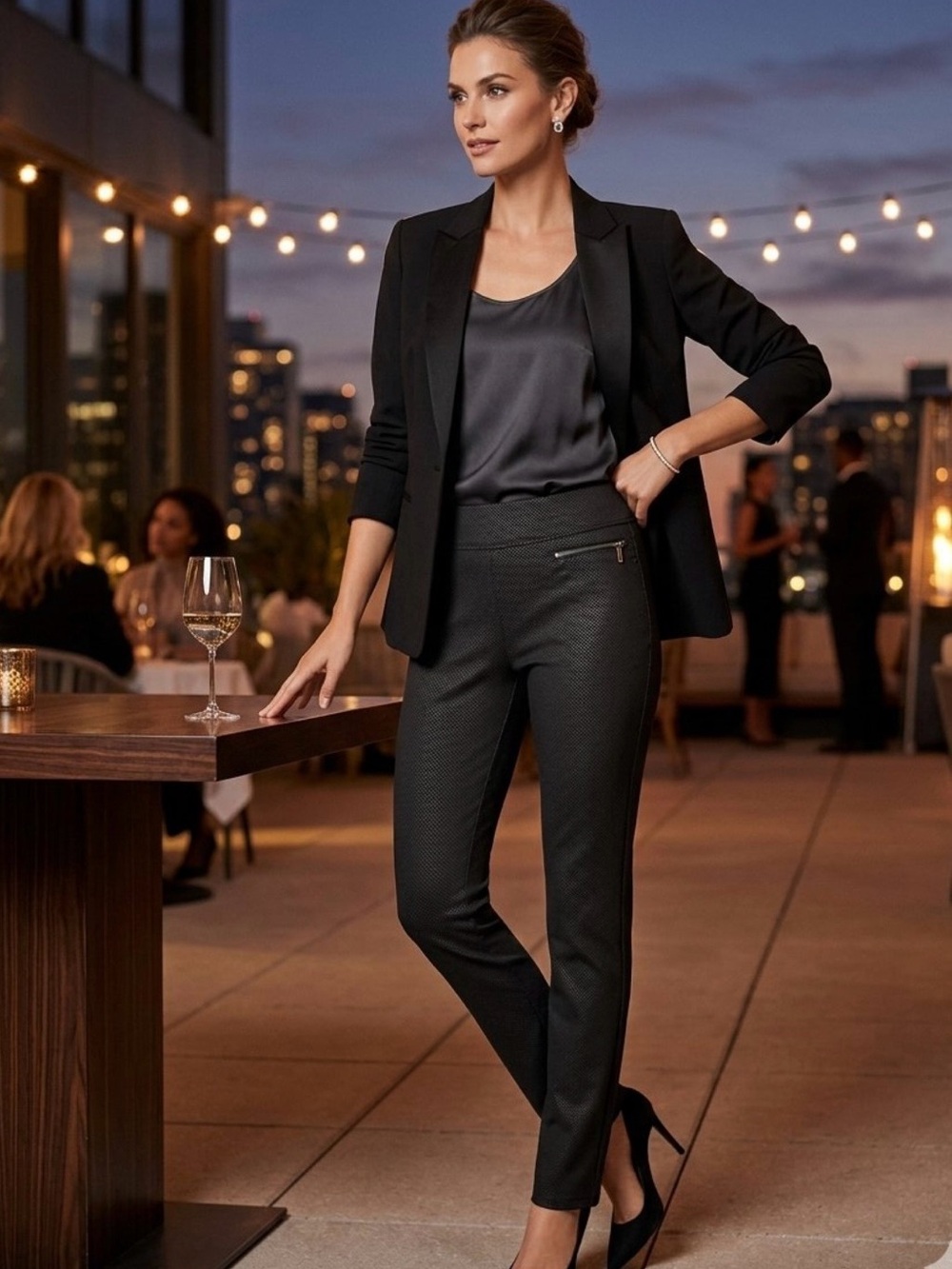 DKNY Stretch Charcoal Black Pants